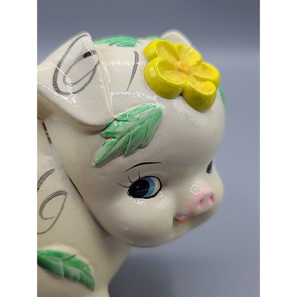 Fred Roberts San Francisco Taiwan Vintage Pig Piggy Bank Cream Yellow - Picture 8 of 11